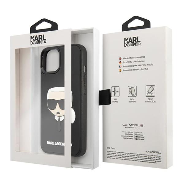 Чехол Karl Lagerfeld для iPhone 14 3D Rubber Karl's head Hard (KLHCP14SKH3DBK) Черный