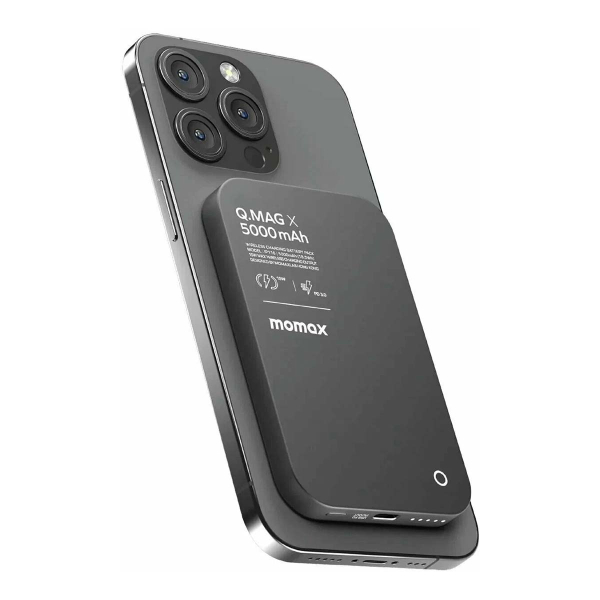 Внешний аккумулятор MOMAX Q.Mag Ultra Slim (5000mAh) Magnetic Wireless Battery Pack Чёрный