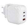 Зарядное устройство UNIQ Verge Pro 66 Вт GaN, USB-A + 2 USB Type-C, белый